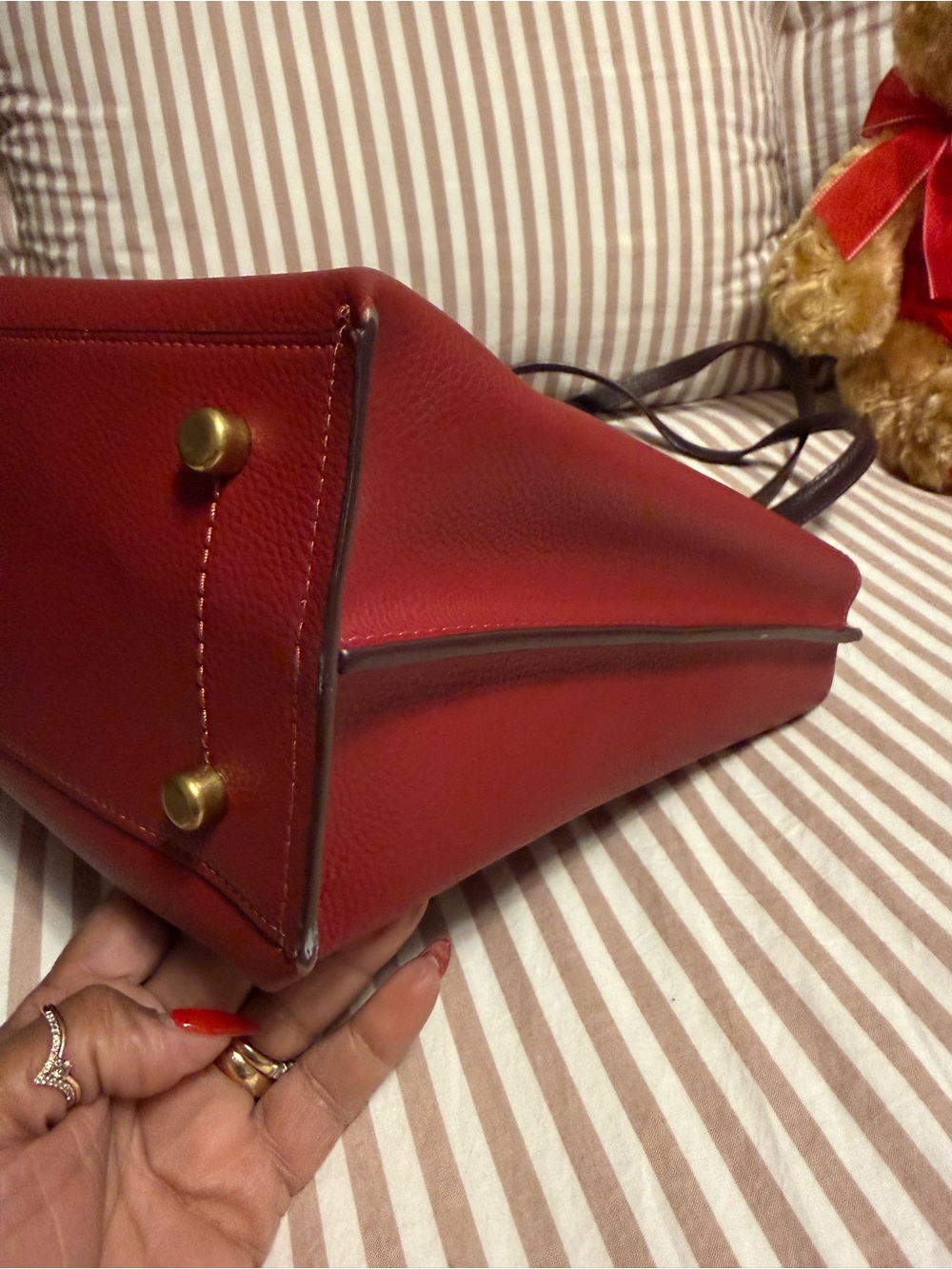 Coach Red Leather Tote - Picture 6 of 9